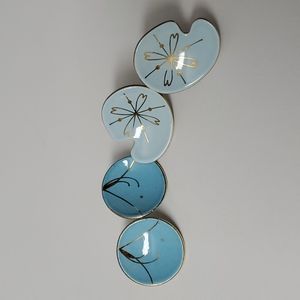 Adorable vintage bundle blue ceramic gold gilding mod mcm clip on earrings